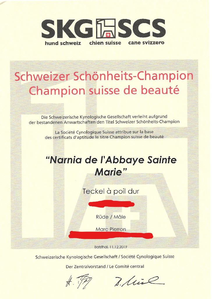 de L'Abbaye Sainte-Marie - Champion Suisse de Beauté